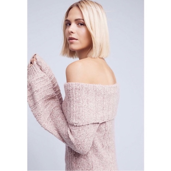 Anthropologie Sleeping on Snow Violet Marled Off the Shoulder Sweater - Size M - Picture 3 of 11
